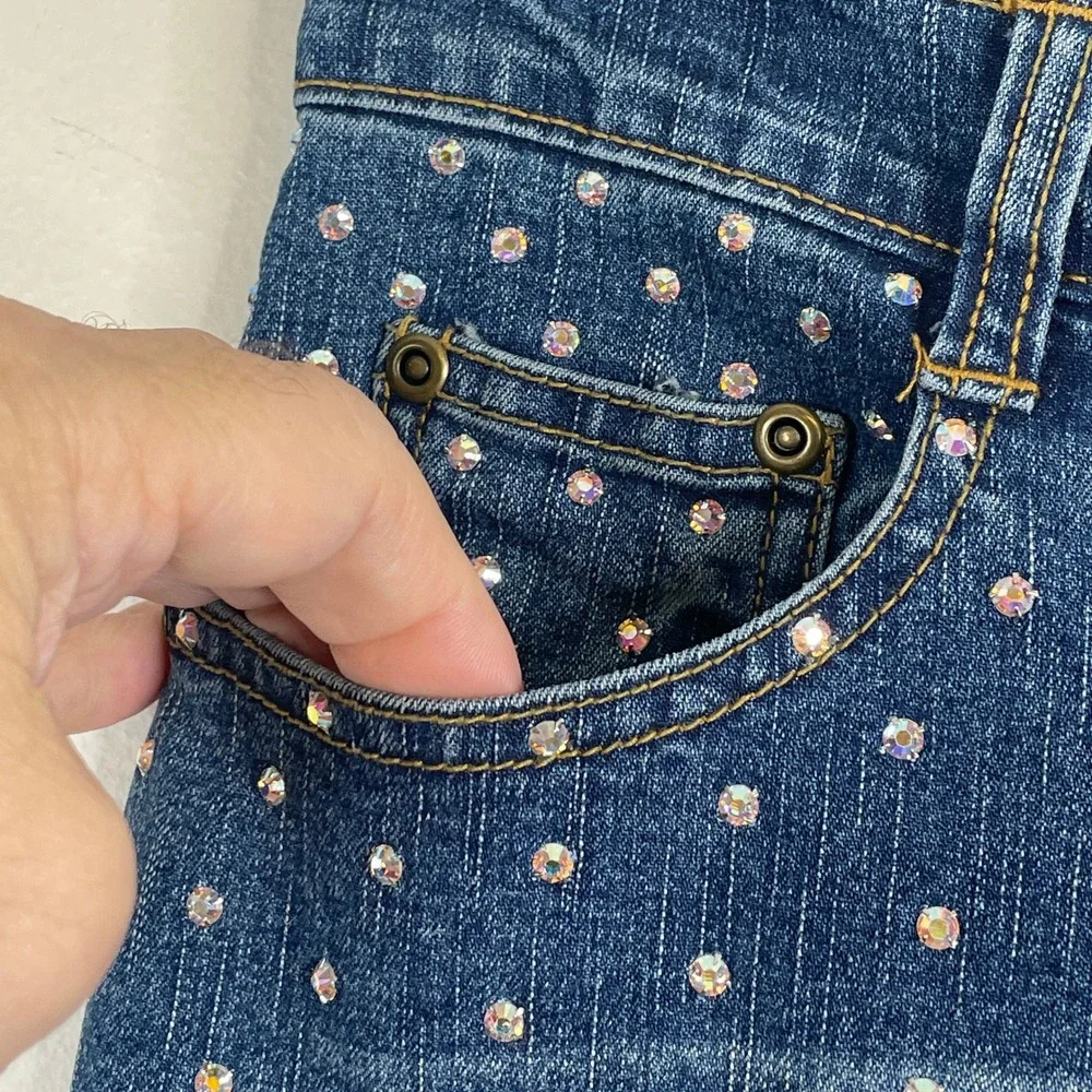 Vintage 90s Y2K Isabel Bootcut Jeans Womens 6 Rhinestone High Rise Medium Wash